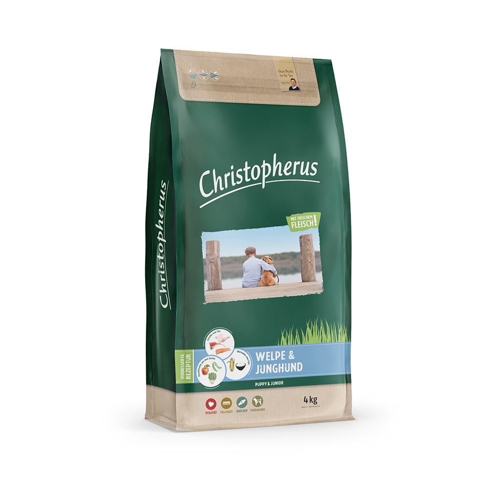 Christopherus Premium Trockenfutter für Hunde Welpe und Junghund 4kg Verpackung