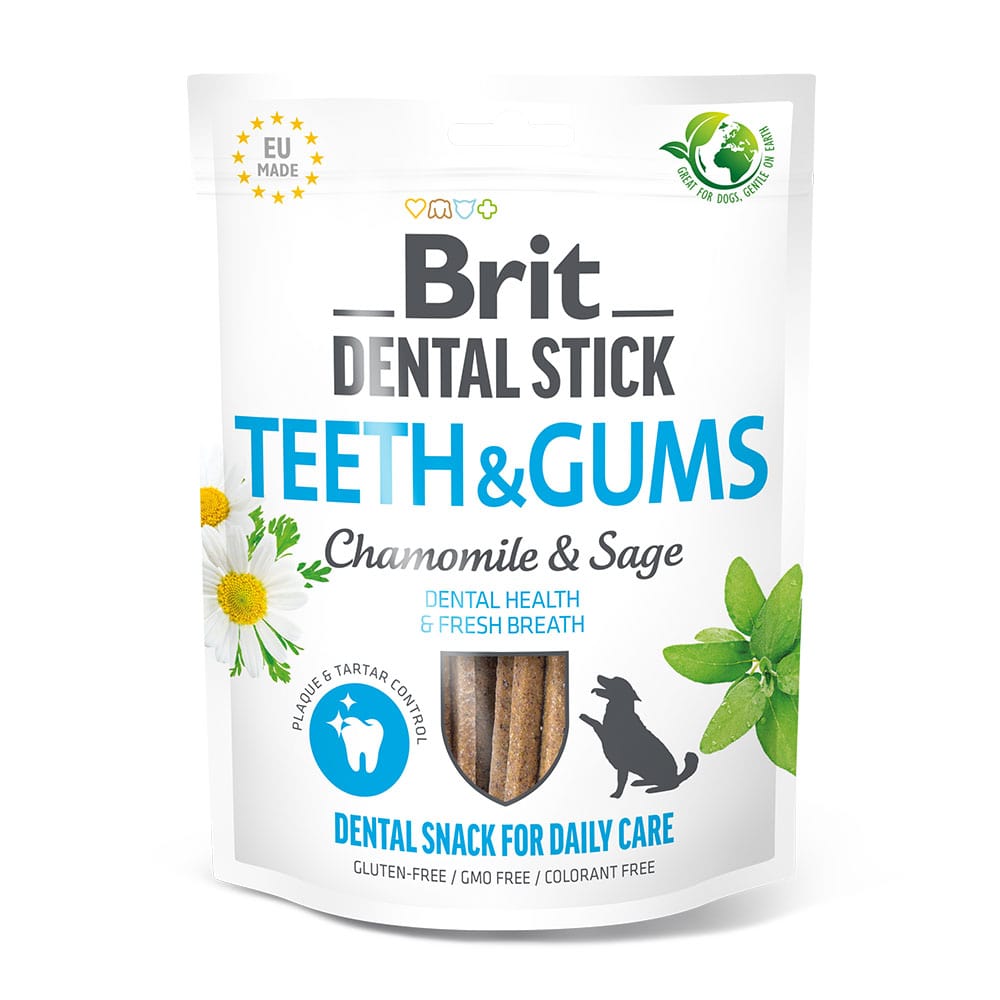 Brit Hund Premium Snacks Zahnpflege Dental Stick Teeth Gums Chamomile Sage Zähne Zahnfleisch Kamille Salbei Verpackung 251g