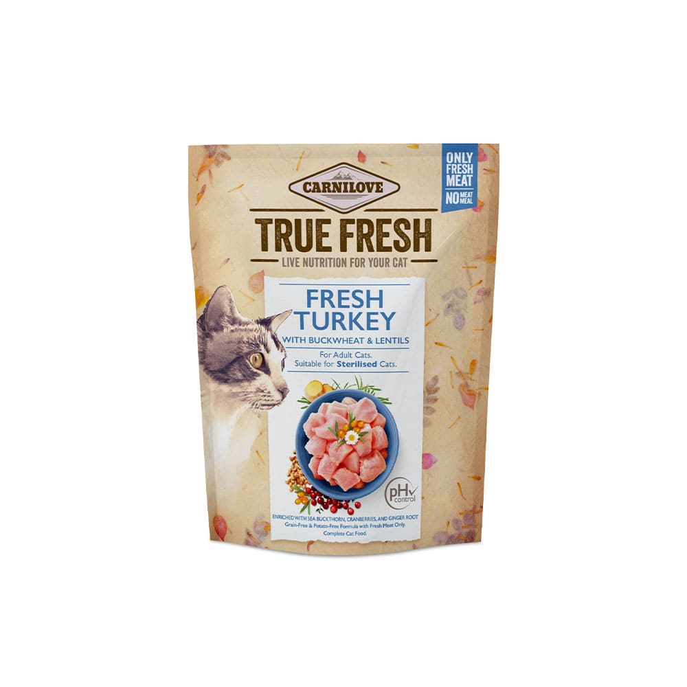 Carnilove True Fresh Katze Premium Trockenfutter Adult Fresh Turkey ausgewachsene Katze Frischer Truthahn 50g Probe