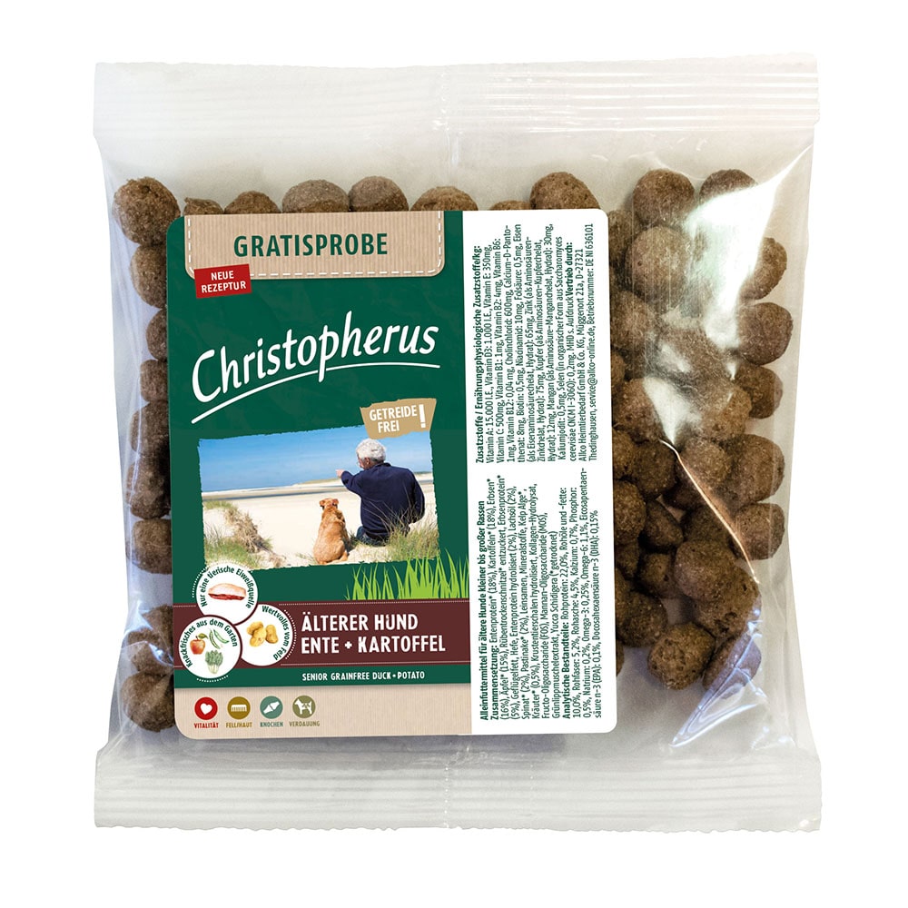 Probe Christopherus – Getreidefrei Ente + Kartoffel Älterer Hund