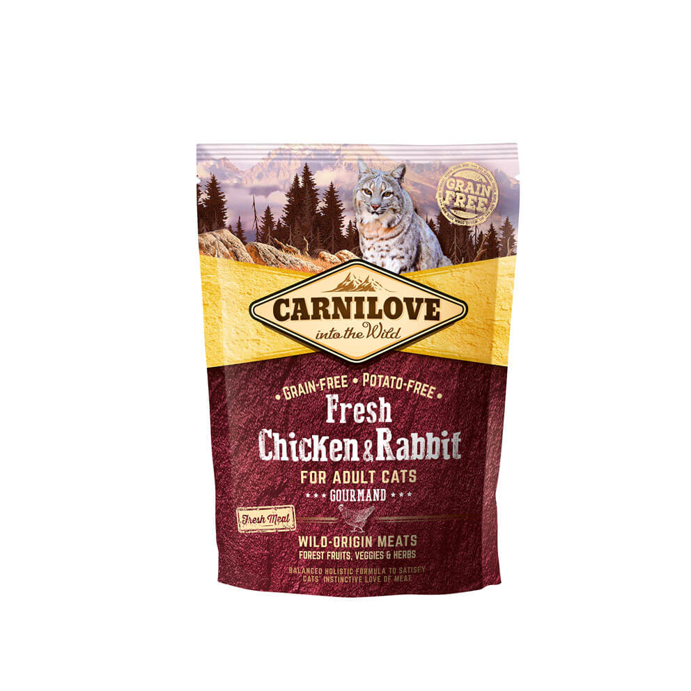 Carnilove Katze Premium Trockenfutter Fresh Chicken Rabbit Gourmand Huhn Kaninchen Gourmet 50g Verpackung Probe