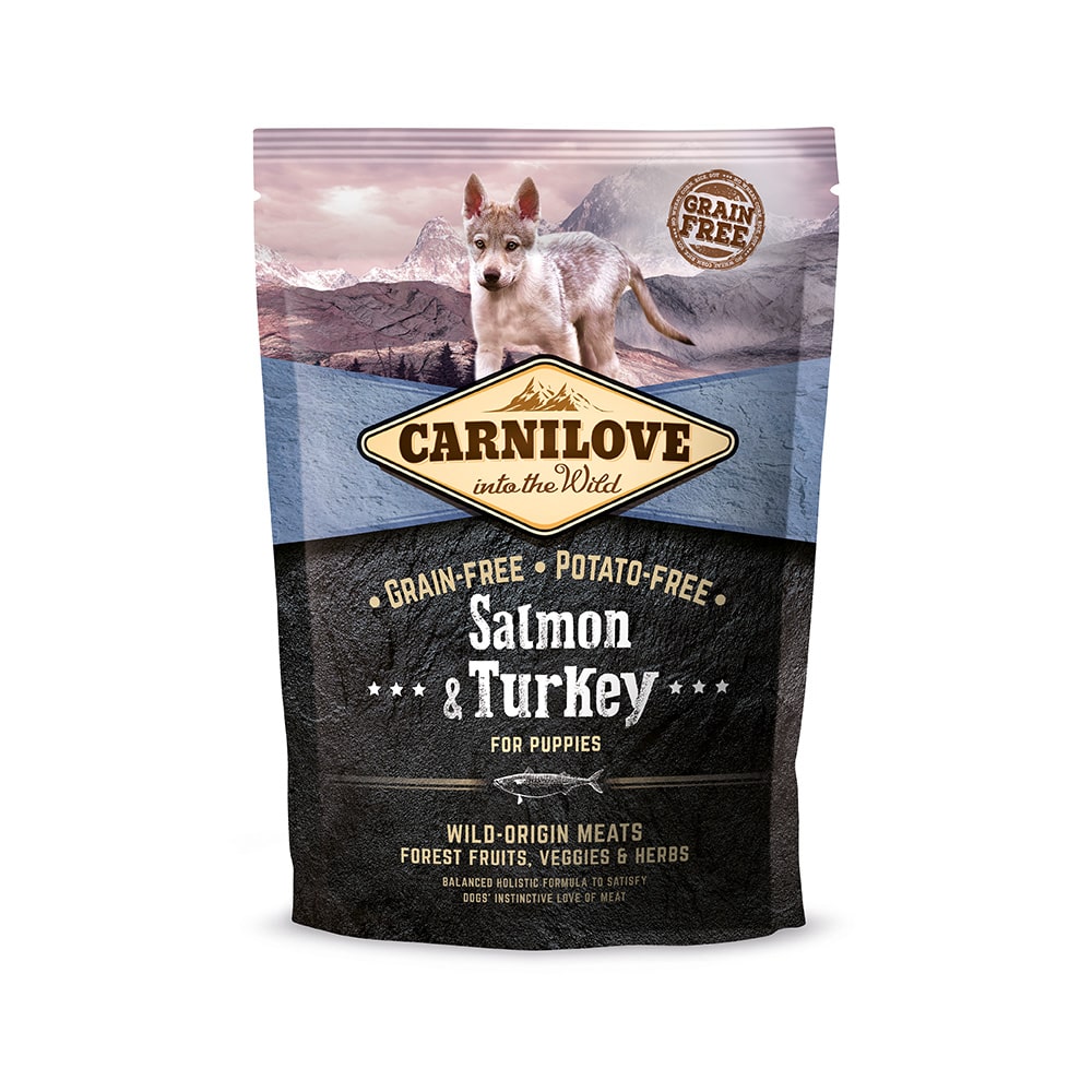 Carnilove Hund Premium Trockenfutter Salmon Turkey Puppy Lachs Truthahn Welpen Junghunde Verpackung 1,5kg