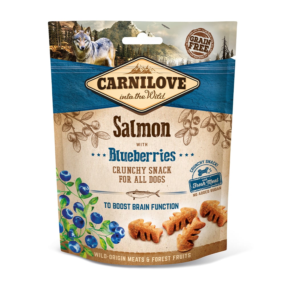 Carnilove Hund Premium Crunchy Snack Salmon with Blueberries Lachs mit Blaubeeren Verpackung 200g