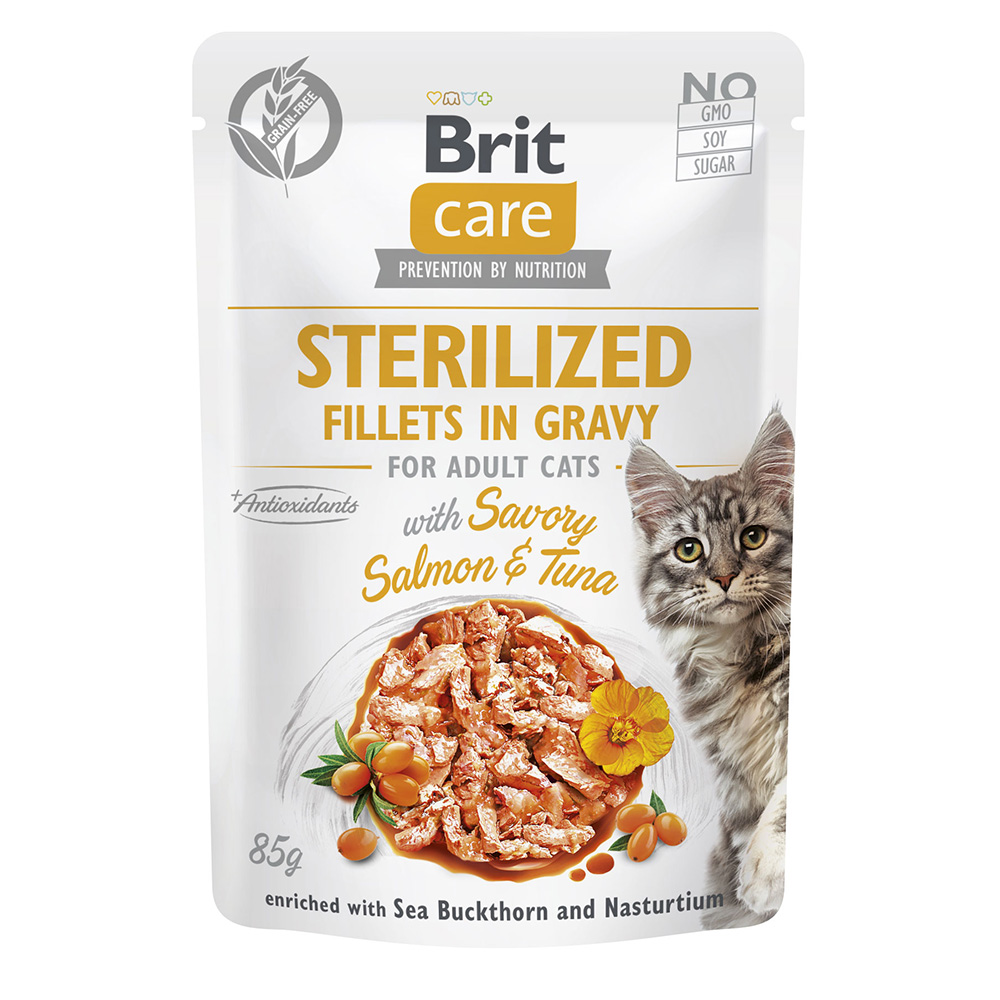 Brit Care Cat - Fillets in Gravy with Savory Salmon & Tuna - Sterilized