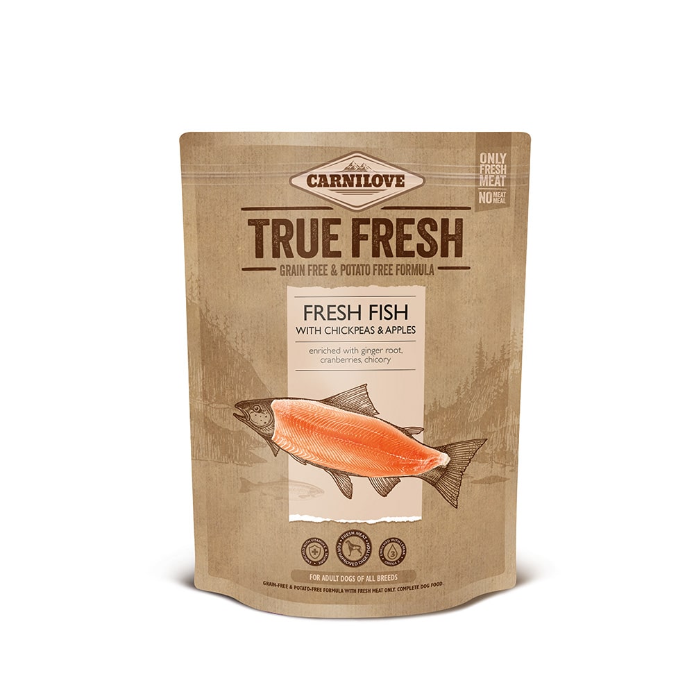 Carnilove True Fresh Hund Premium Trockenfutter Adult Fresh Fish ausgewachsener Hund Frischer Fisch Verpackung 100g Probe