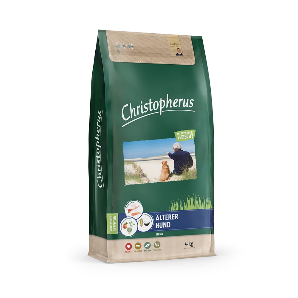 Christopherus Premium Trockenfutter für Hunde Älterer Hund 4kg Verpackung