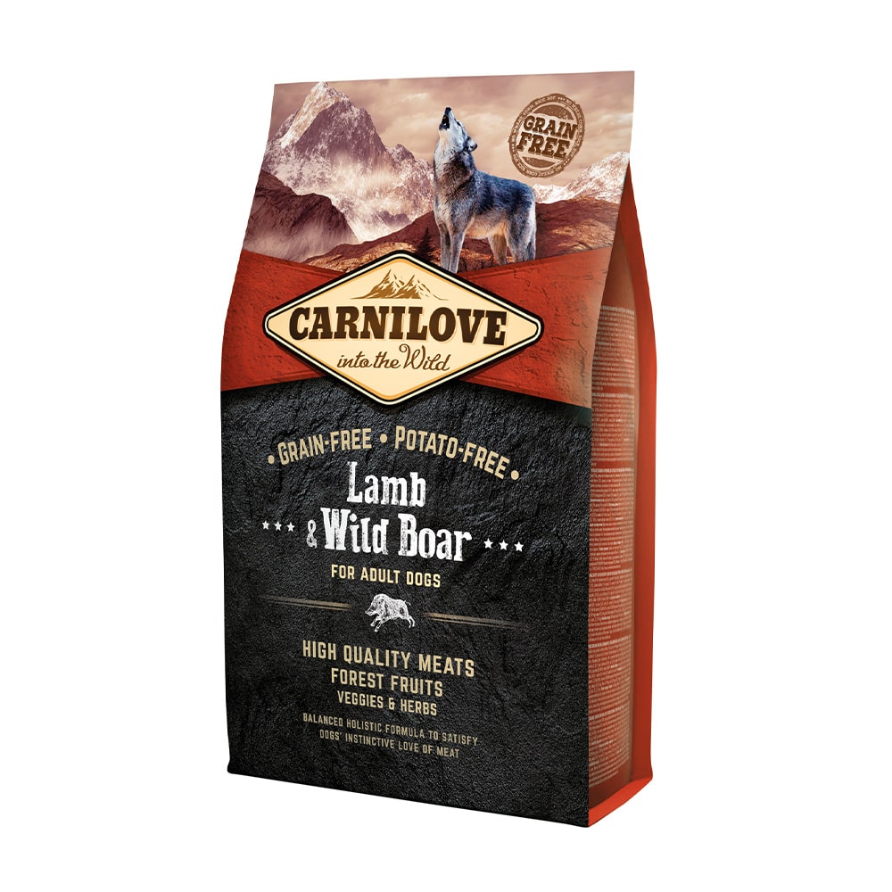 Carnilove Hund Premium Trockenfutter Lamb Wild Boar Adult Lamm Wildschwein ausgewachsene Hunde Verpackung 4kg