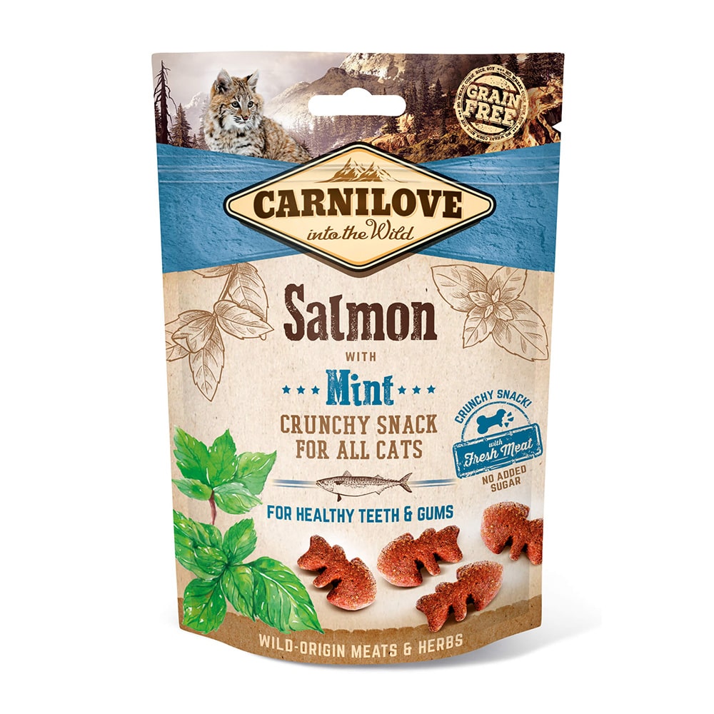 Carnilove Katze Premium Crunchy Snack Salmon with Mint Lachs mit Minze 50g Verpackung